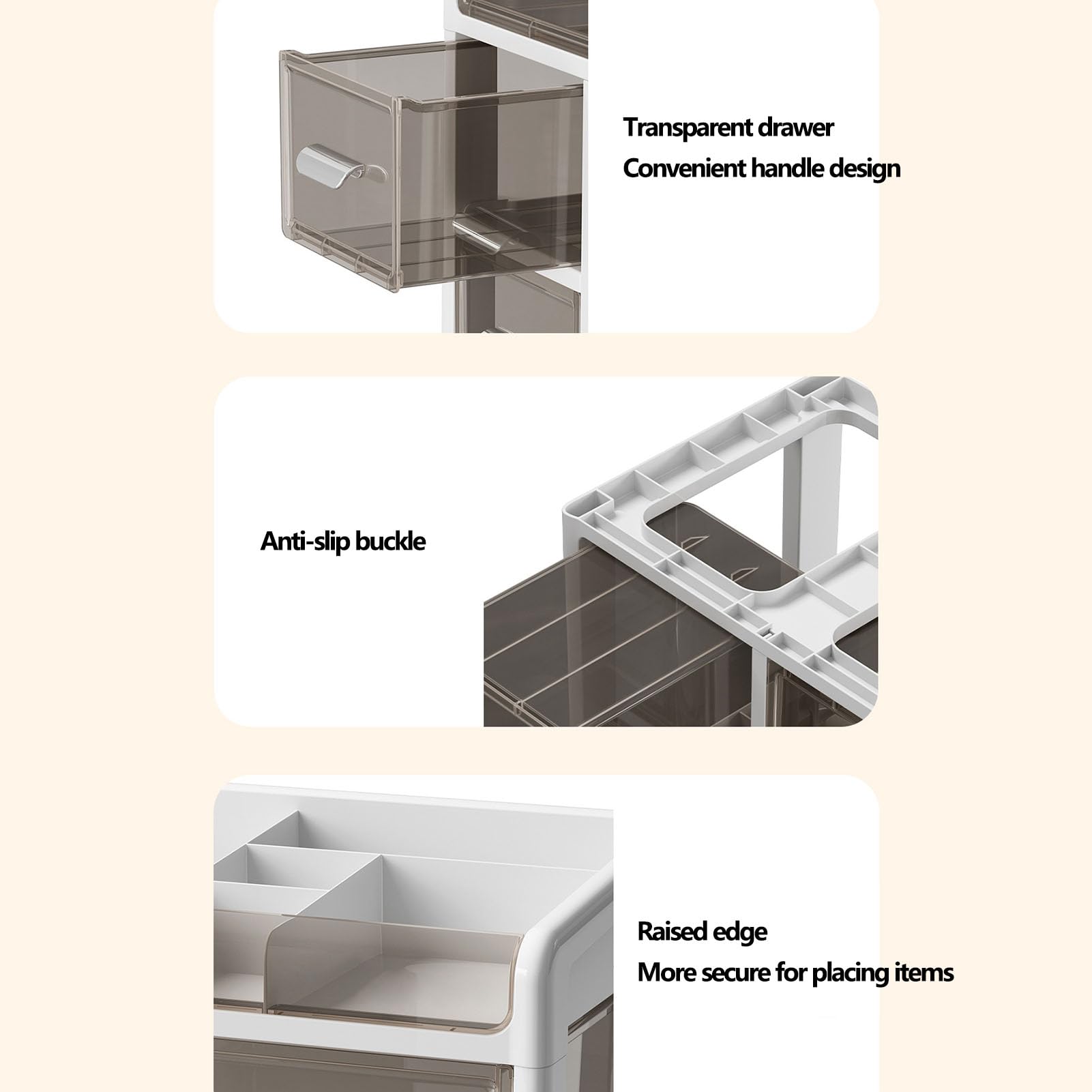 Bewinner Organizer da Scrivania per Ufficio con 5 Cassetti, Materiale Resistente, Articoli di Cancelleria per Trucchi, Scatola per la produttività del Lavoro a Casa, 11,81x7,87x14,96 Pollici (#1)
