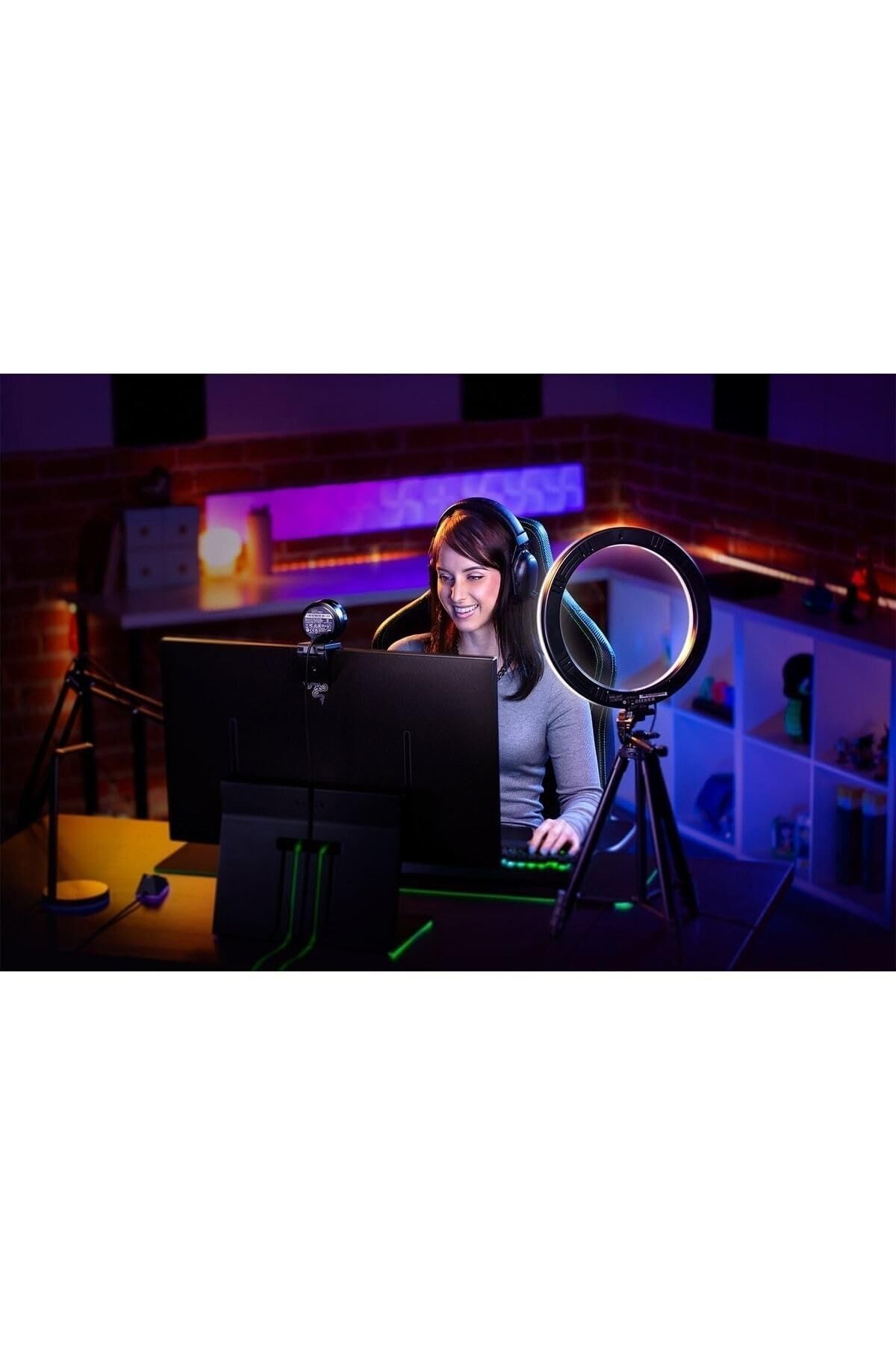 Amazon | Razer リングライト - 12インチ USB LEDリングライト 三脚