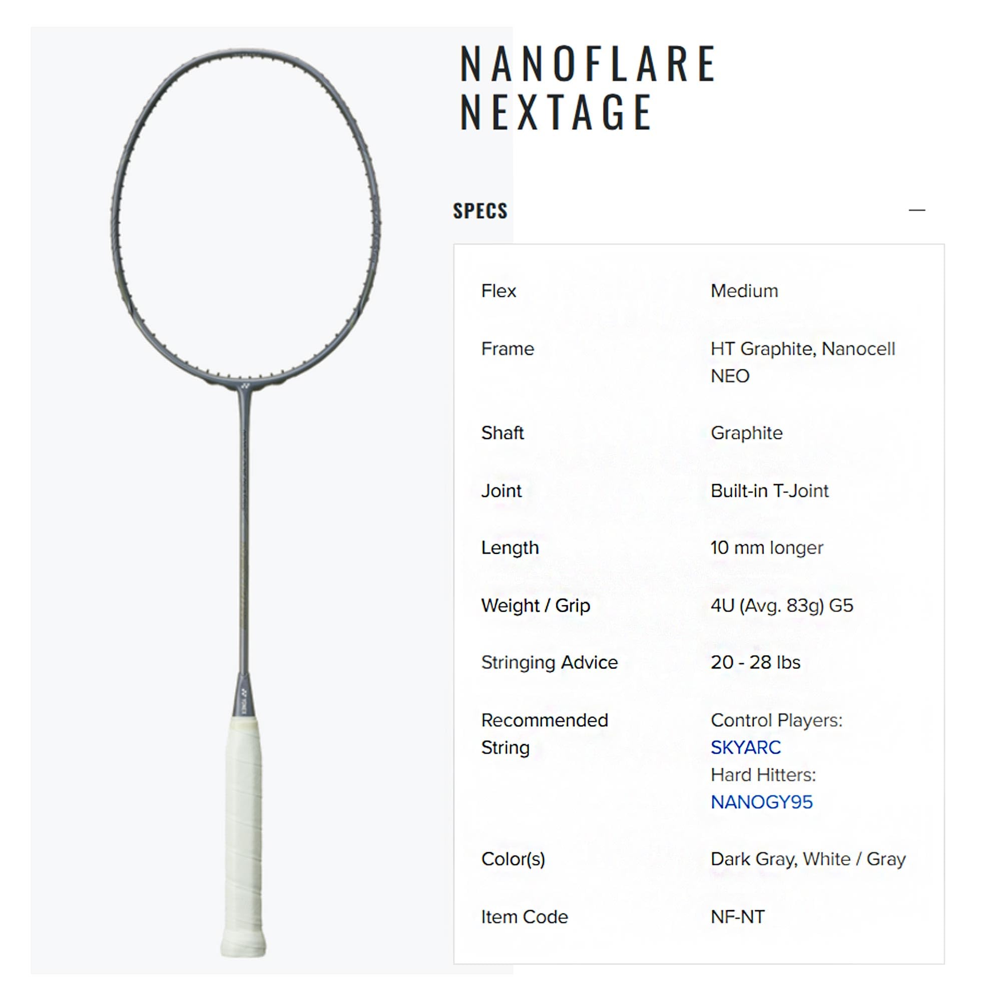 ヨネックスNanoflare Nextage バドミントンラケット (フレーム) nf-nt-144-1-b.jpg