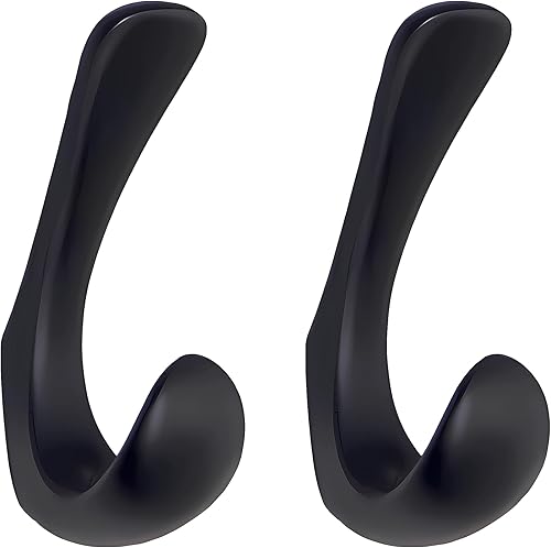 Paquete de 2 ganchos para toallas de baño de color negro mate para montaje en pared, ganchos de aleación de zinc para bata, abrigo, toallero moderno