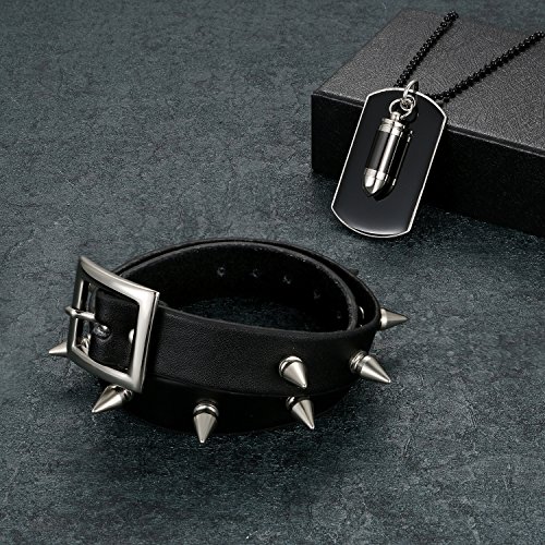 Aroncent Dog Tag Kette Kugel Hundemarke Army Herren Halskette, Leder Choker Punk Schwarz Halsband Tattoo Choker Nieten für Damen und Herren