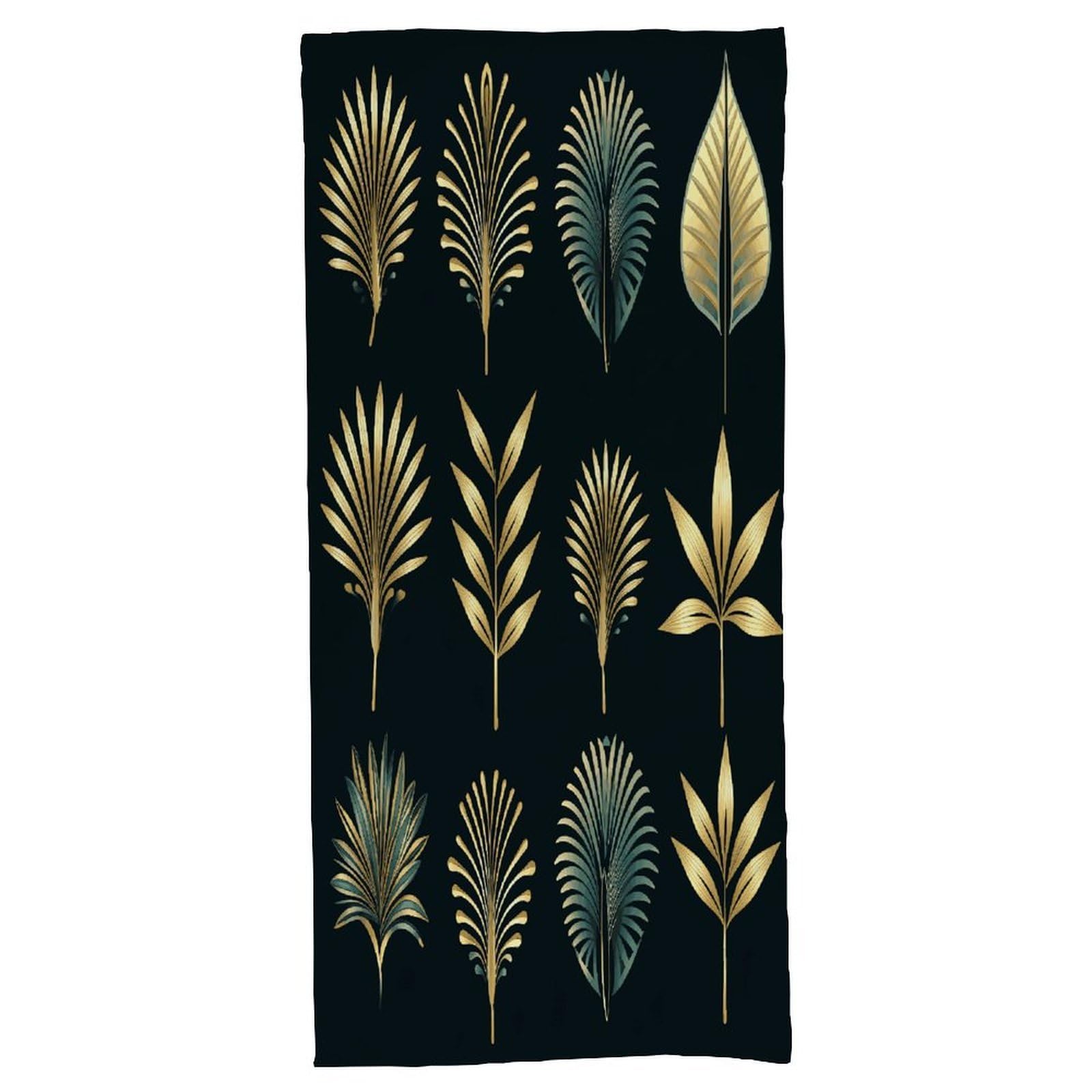 Fekiloot Men's Style Golden Palm Leaves Bath Towel Highly Absorbent,Beach Towels For Wo,Pool Towel Bathroom Essential For Beach,Gym,Travel, Camp
