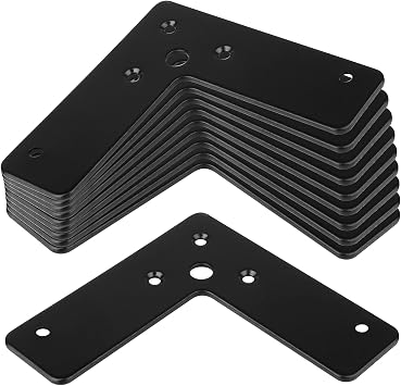 GBGS 10 Pcs 4"x 4" Flat Corner Brace,L Shaped Mending Plate, Black | L straps for wood