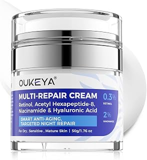 OUKEYA Retinol Cream 50g, 0.3% encapsulated retinol (13% microcapsule complex) with squalane, niacinamide, shea butter, macadamia oil and hyaluronic acid