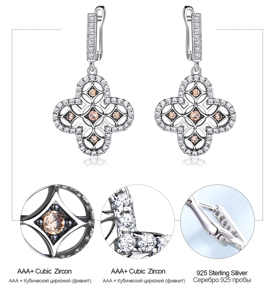 LOKILOKI Pendientes De Clip De Plata De Ley 925 Auténtica AAA + Circonita Cúbica Elegantes Pendientes Coreanos para Mujer Regalo De Boda Joyería Fina