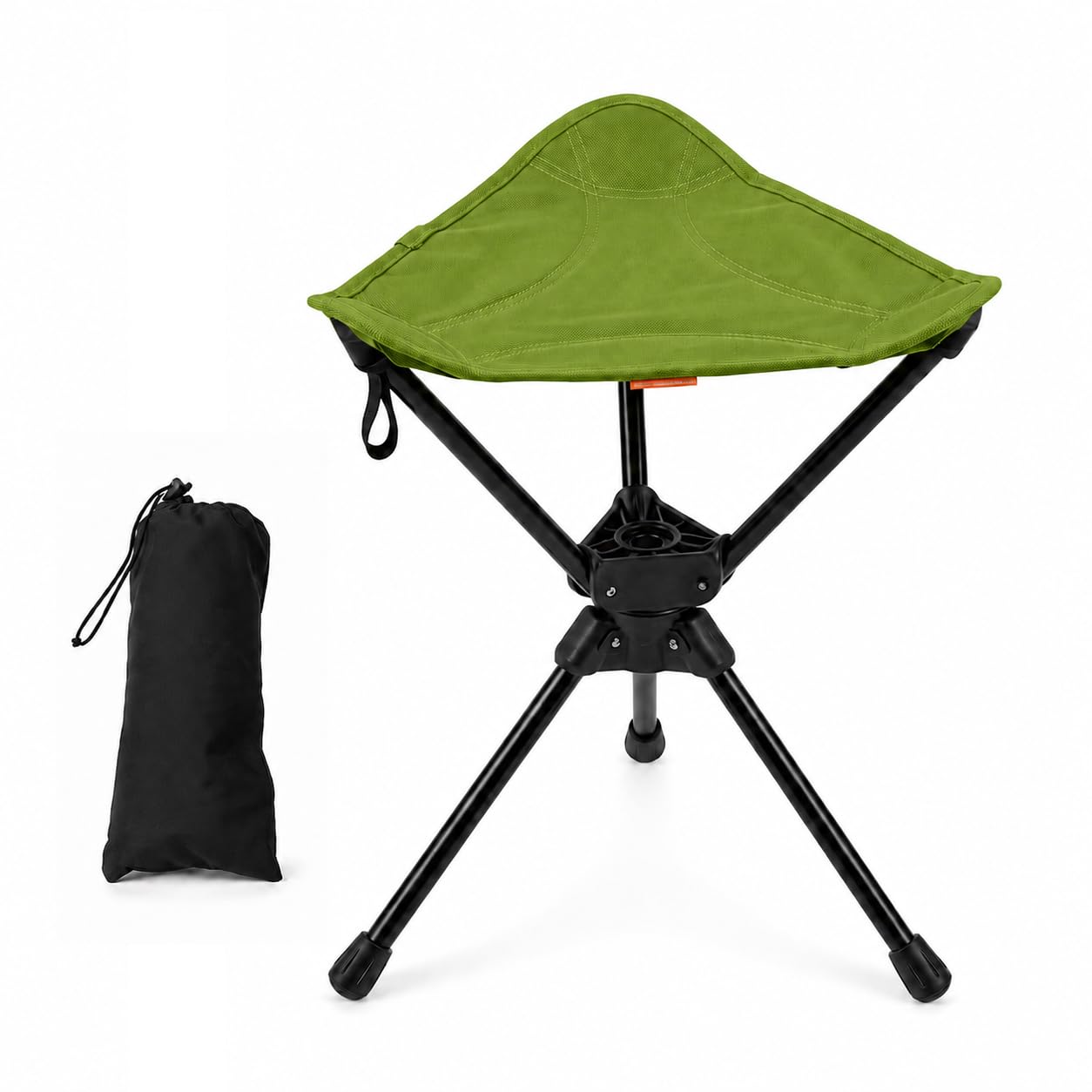Camping Triangular Swivel Stool, Outdoor Folding Chair, Portable Fishing Bench, Ultralight Foldable Stool, 360 Degree Rotation Outdoor Bench, Storage Bag, Fabric Pad (Green)-image-29