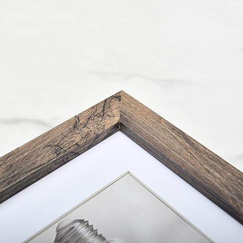 Miniatura 3 de Portarretratos de 6 x 8 pulgadas con paspartú extraíble para fotos de 4 x 6 pulgadas, marco de fotos de grano de madera de 6 x 8 pulgadas para