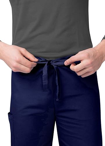 Miniatura 5 de Sivvan Conjunto médico unisex duradero, camiseta clásica con cuello en V y pantalones médicos con cordón para hombres y mujeres, 5 bolsillos