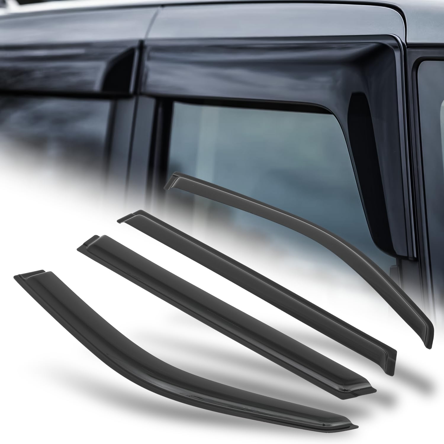 M-AUTO Window Visors Rain Guards Shields Compatible with 98-03 Mercedes Benz E320, Tape-On Rain Guards Shields, 4 PCs For 1998-2003 Mercedes Benz E320