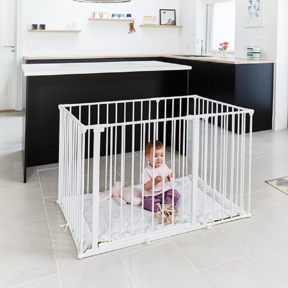 BabyDan Square Playpen with Play Mat (White)