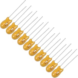 uxcell 10uF Tantalum Capacitor, 35V 2 Pin Yellow Radial Electrolytic Capacitor Dipped Tantalum Bead Capacitors 10pcs
