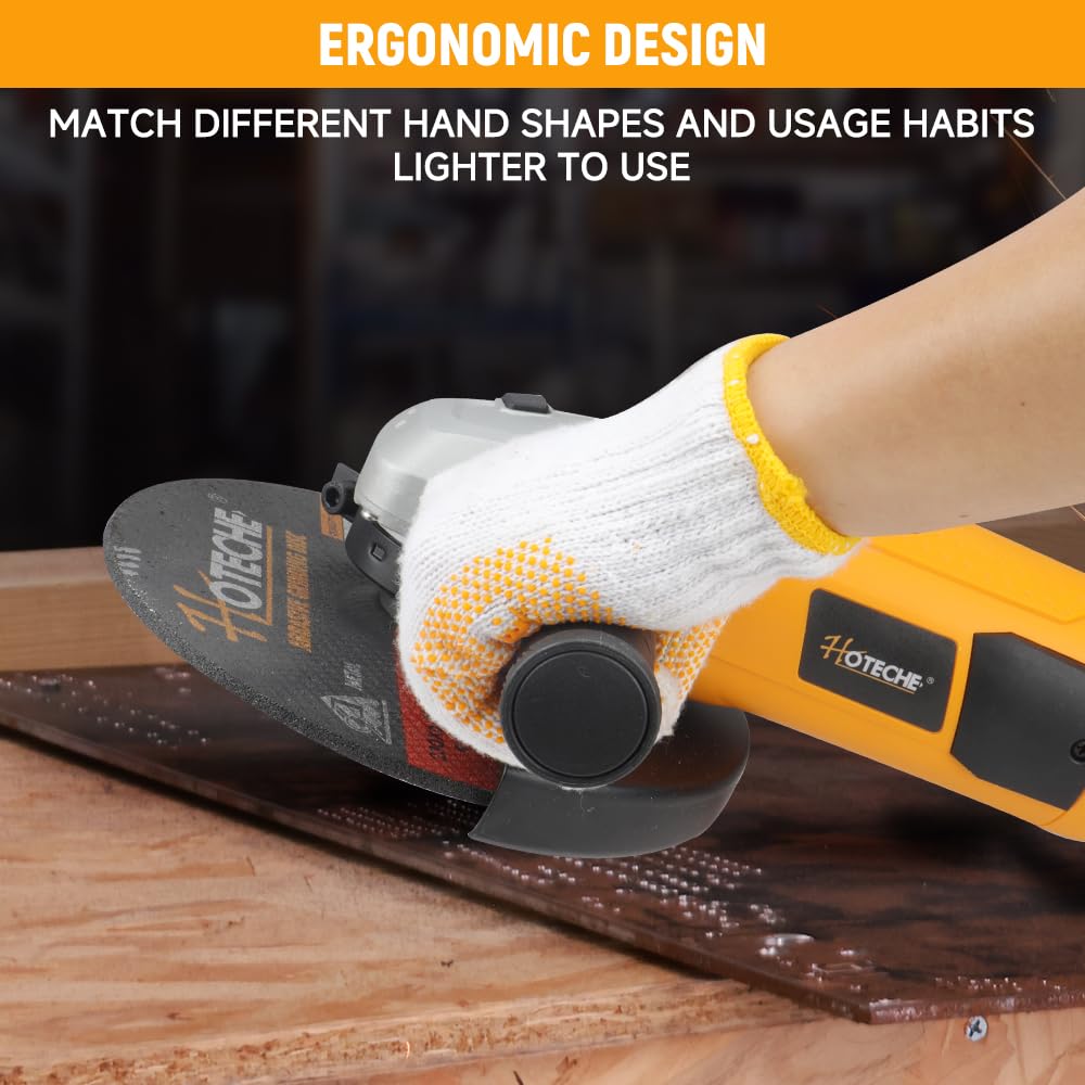 Hoteche Smerigliatrice angolare da 2400 W, 230 mm, con motore in rame, interruttore autobloccante, soft start, 6500 rpm, spina VDE – giallo/nero