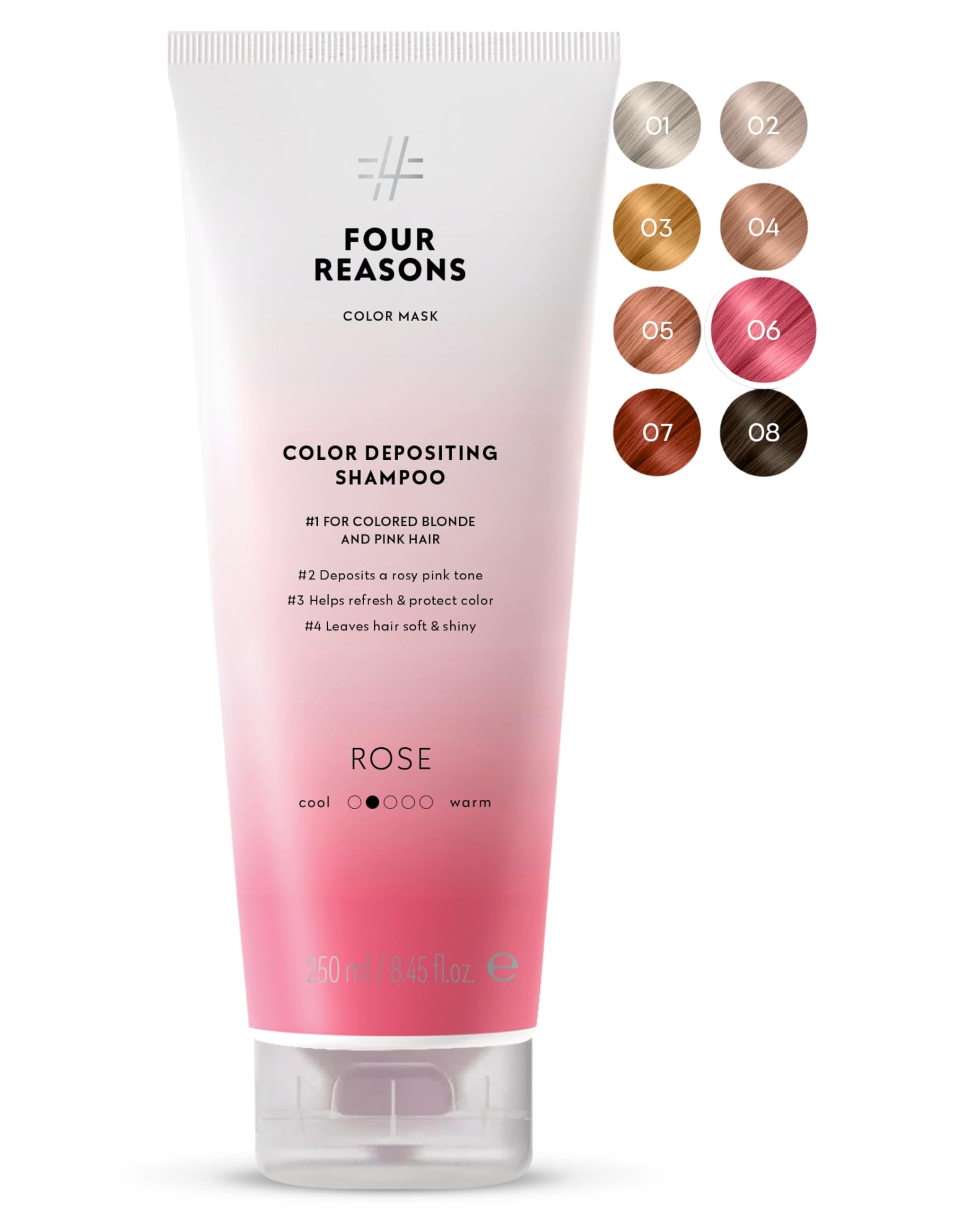 Color Mask Rose Toning Shampoo for Pink Hair - Pink Color Depositing Shampoo - Four Reasons 8.5 fl oz