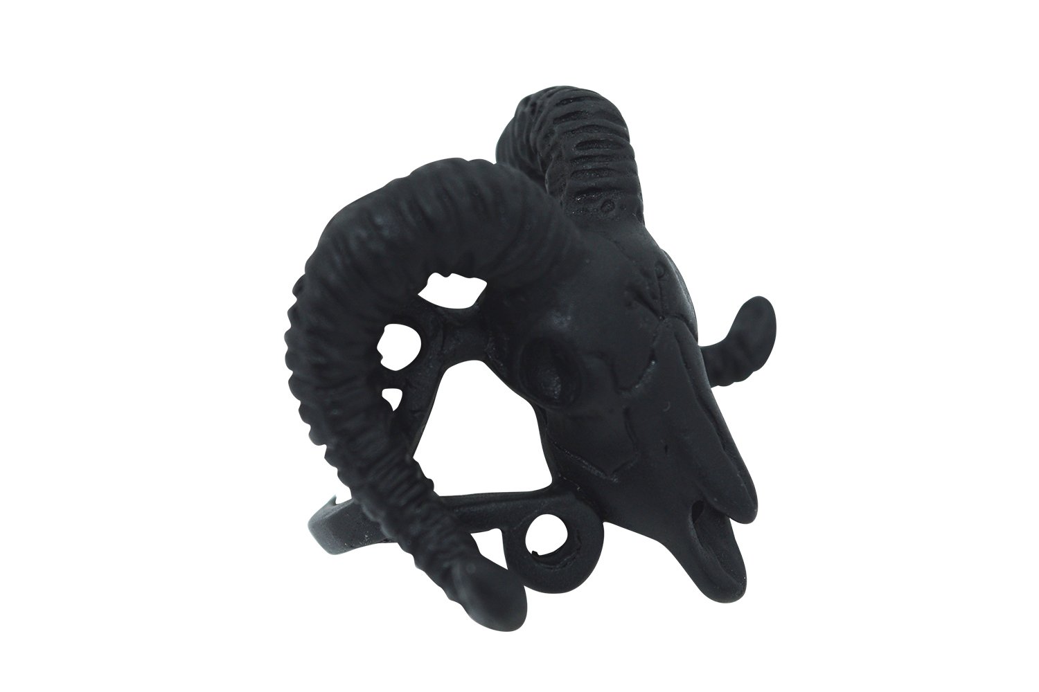 Ram Skull and Arsenic Symbol Black Gothic Occult Ring (6)