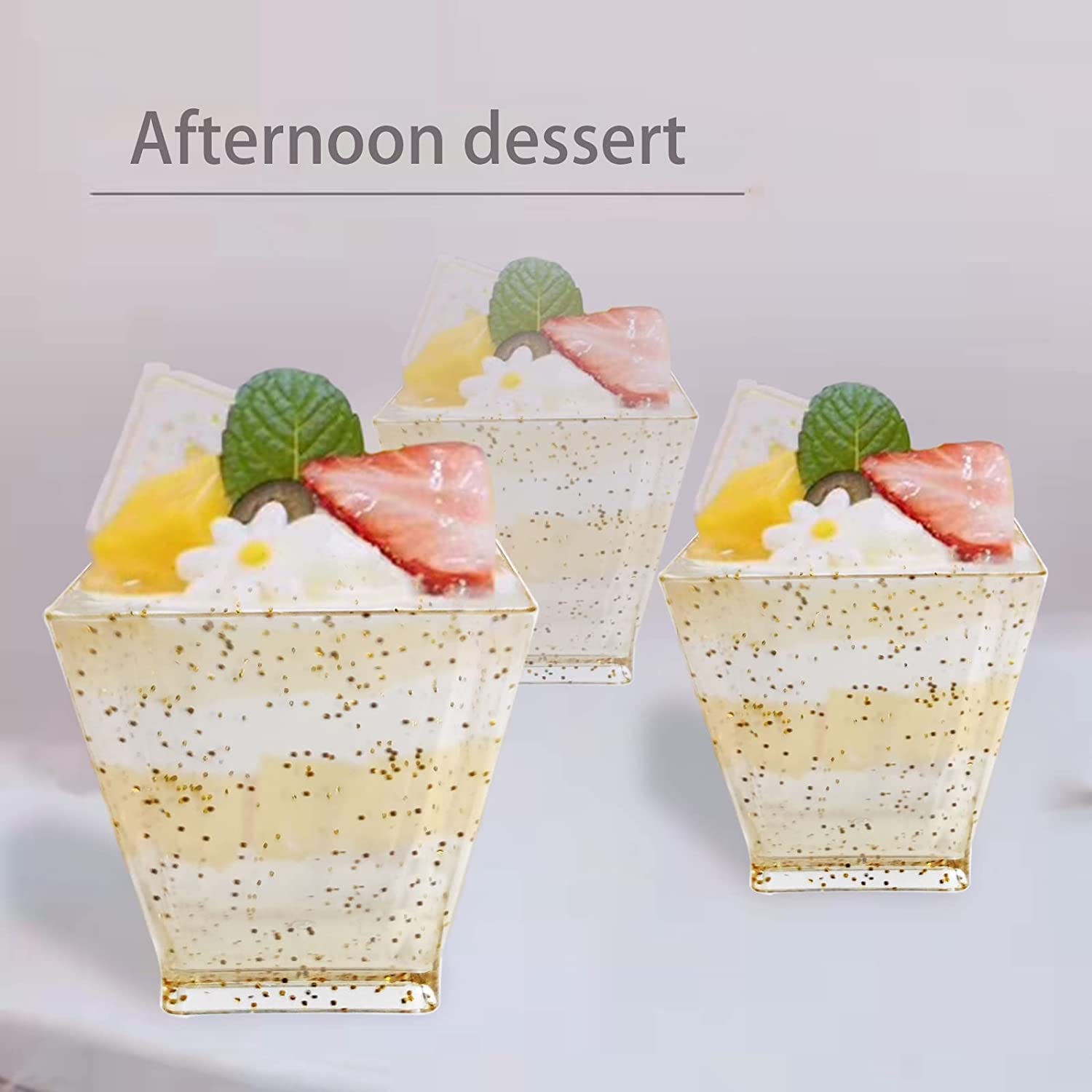 50 Vasitos De Postre Transparentes Con Cucharas - 160 Ml, De Poliestireno, Para Pudín, Helado, Mousse, Fiestas Y Buffets