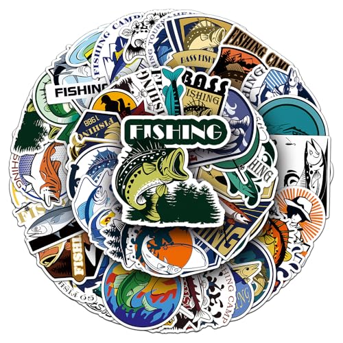 Go Fishing - Adesivi autoadesivi per bambini, ragazzi, ragazze, in vinile, impermeabili, per laptop, bottiglie, tablet, album di ritagli, tazze, telefono, auto, notebook, confezione da 50 pezzi