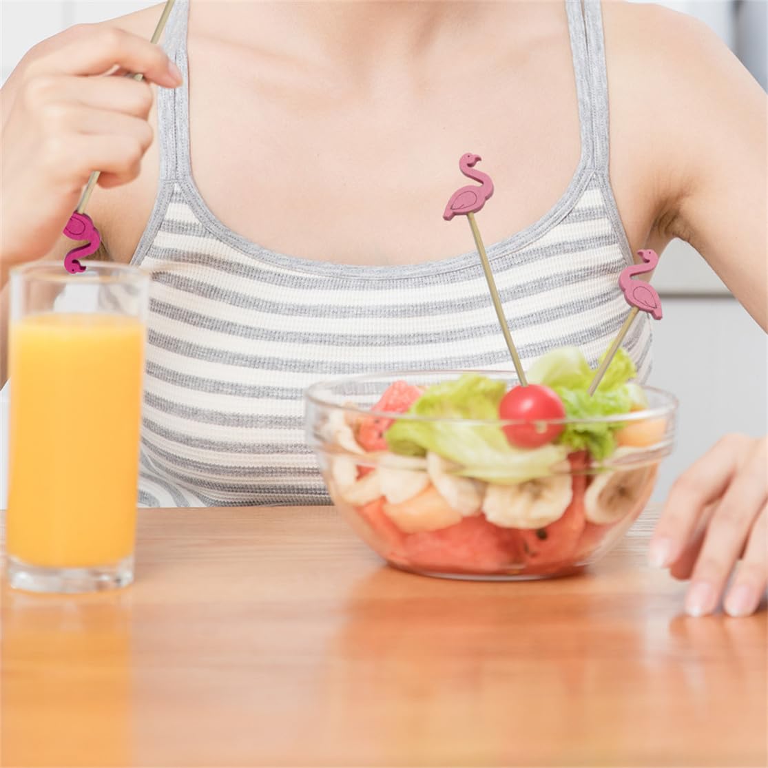 Stuzzicadenti In Bambù Con Fenicottero - 100 Pezzi, Per Cocktail, Frutta, Feste, Decorazioni - Foto 2