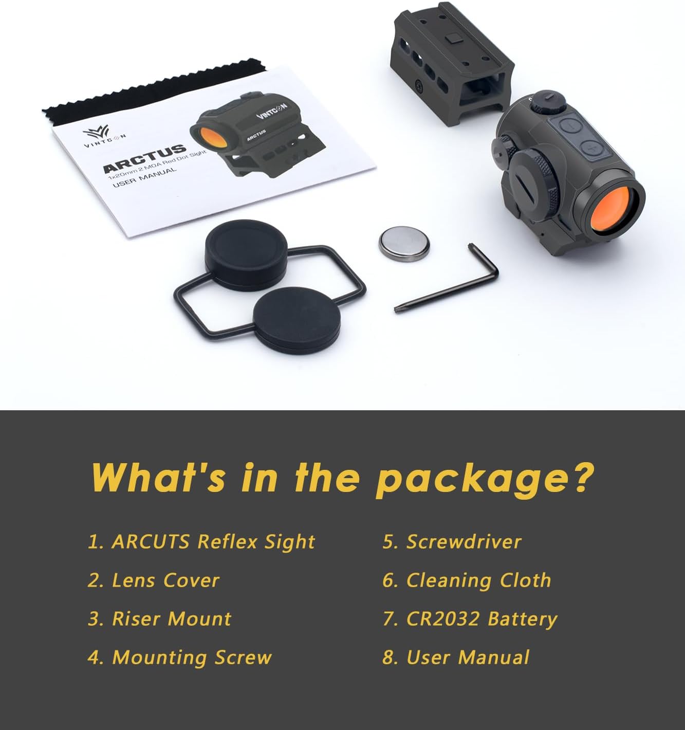 Arctus 2 MOA Red Dot for Rifle1X20mm Enclosed Reflex Sight | Parallax-Free Shake-Awake | 1500G Shockproof Durable IPX7 Waterproof | Rifle Scope with Absolute Co-Witness & Low Mounts
