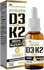 Vitamina D3 + K2 Em Gotas Sabor Laranja 20ml Flora Nativa
