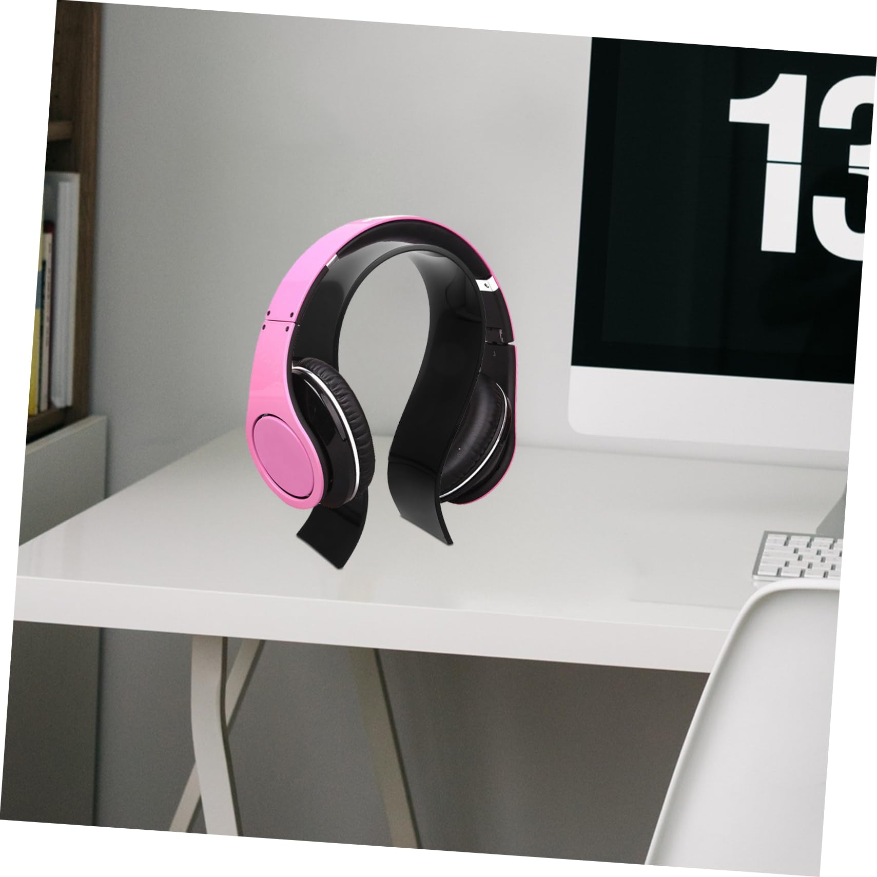 SHINEOFI 4 Piezas Soporte Acrílico Para Auriculares Soporte Para Auriculares Estante Para Auriculares Gancho Para Auriculares Colgador De Auriculares De Escritorio Black