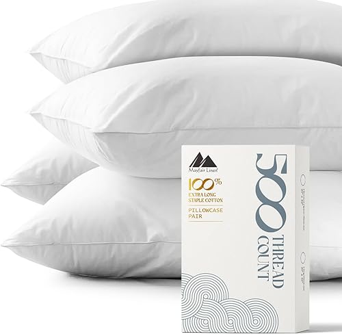 Miniatura 69 de Mayfair Linen 100% Cotton King Size Pillow Cases Set of 2-500 Thread Count Pillow Cases King Size Set of 2 (Dark Grey), Luxuriously Soft Hotel