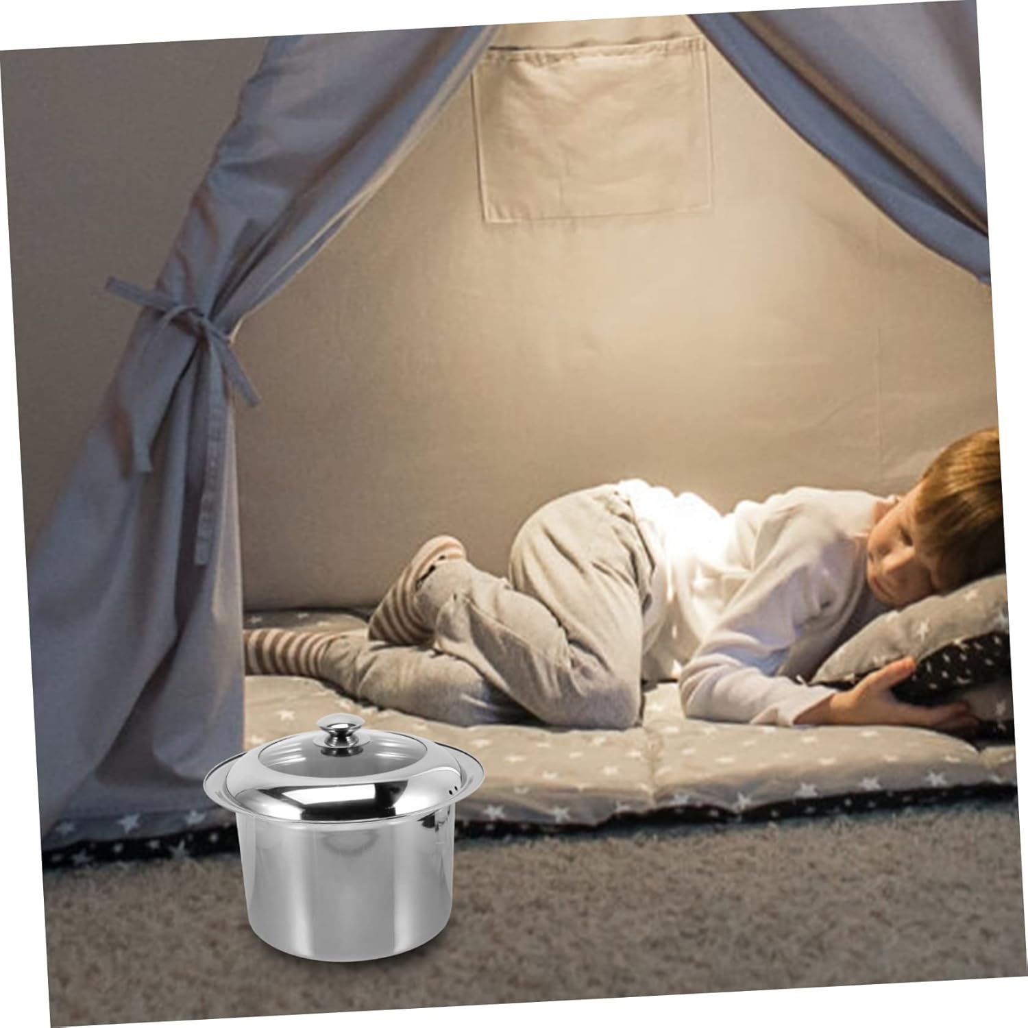 Covered Spittoon Stainless Steel Home Urine Pot Nighttime Urinal for Boys and Girls Elderly Easy to Carry