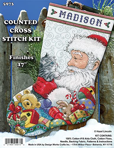 Santa & Kitten Stocking Counted Cross Stitch