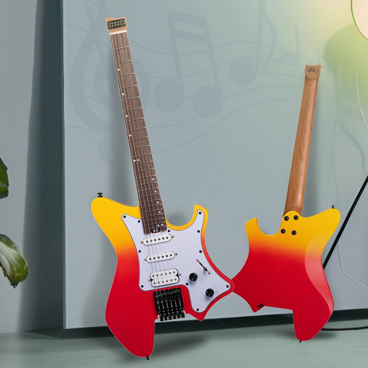 EART GW2P-SE Headless Electric Guitar, Solid Electric Guitar,Carbon-Roasted Hard Maple Neck Fully Adjustable Bridge, Satin Finish