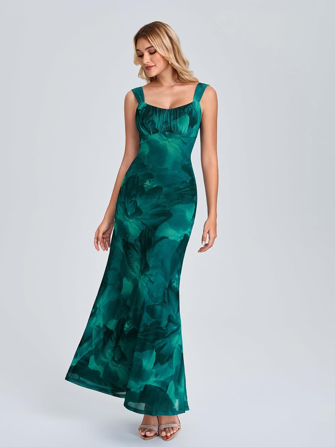 Parthea Womens Summer Floral Maxi Dress 2026 Sleeveless Square Neck Bodycon Wedding Guest Party Beach Long Dresses - Image 4