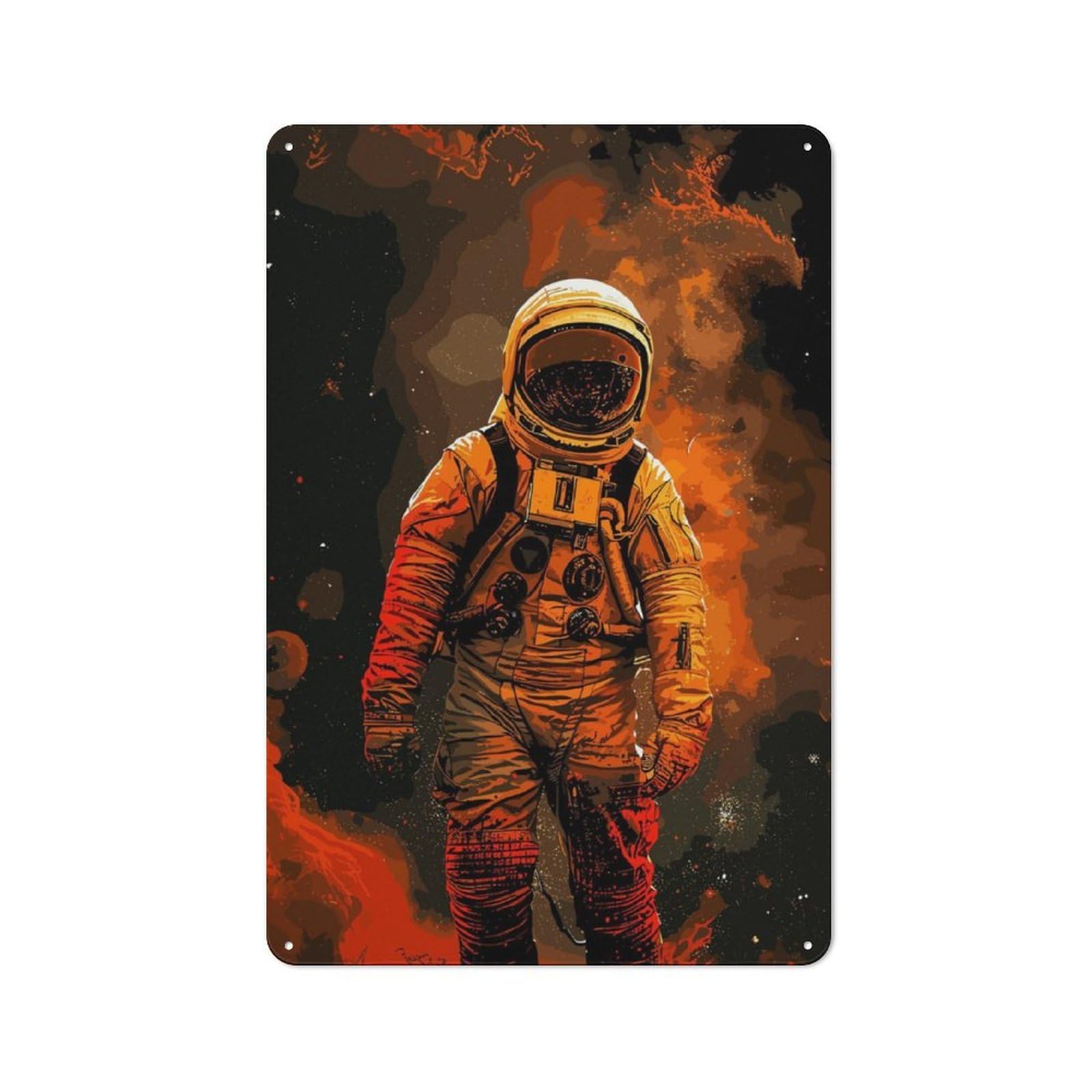 Junmoney Cosmic Rhythms Tin Wall Plaque 30X20cm With For Garage Wall, With Clear Vintage Wall Decor Character