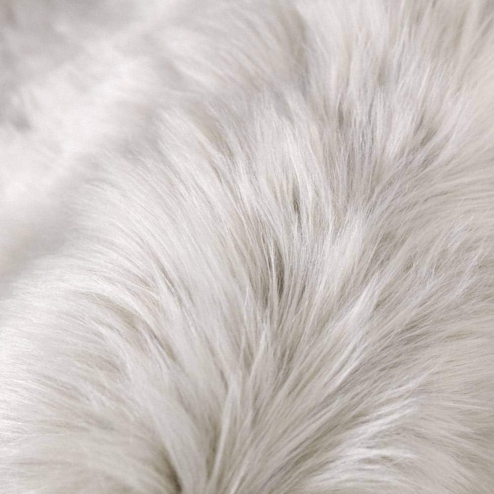Carvapet Fluffy Shaggy Soft Faux Sheepskin Fur Area Rugs Floor Mat Chair Sofa Cover Beside Carpet for Bedroom Living Room, 2ft x 3ft, Grey