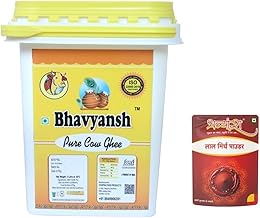BHAVYANSH 5 Ltr Pure Cow Ghee With 500gm Free Red Chilli Powder - Granular Texture For Cooking, Eating & Pooja