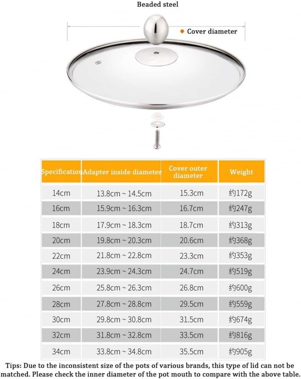 Tempered Glass Pan Lid - 44 cm Transparent Frying Pan Steamer Cover - Household Replacement