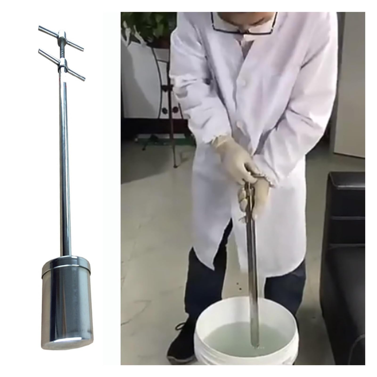 MZZKFC 304 Stainless Steel Water Sample Collection Pole, 1.6 3.3 5.9 FT Long Liquid Sampling Dipper, Water Sampling Cup for Cosmetic/Emulsion & Grease Testing(0.2 L,59.1 in/150cm(Length))