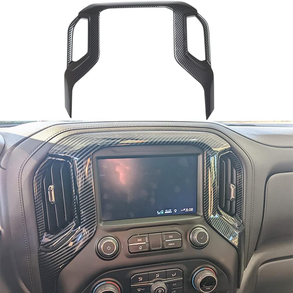 Kolya Compatible with 2019 2020 2021 Chevy Silverado GMC Sierra 1500 Accessories Dashboard Navigation Cover Trim for 2020 2021 2022 2023 GMC Sierra Chevy Silverado 2500 3500 Accessories