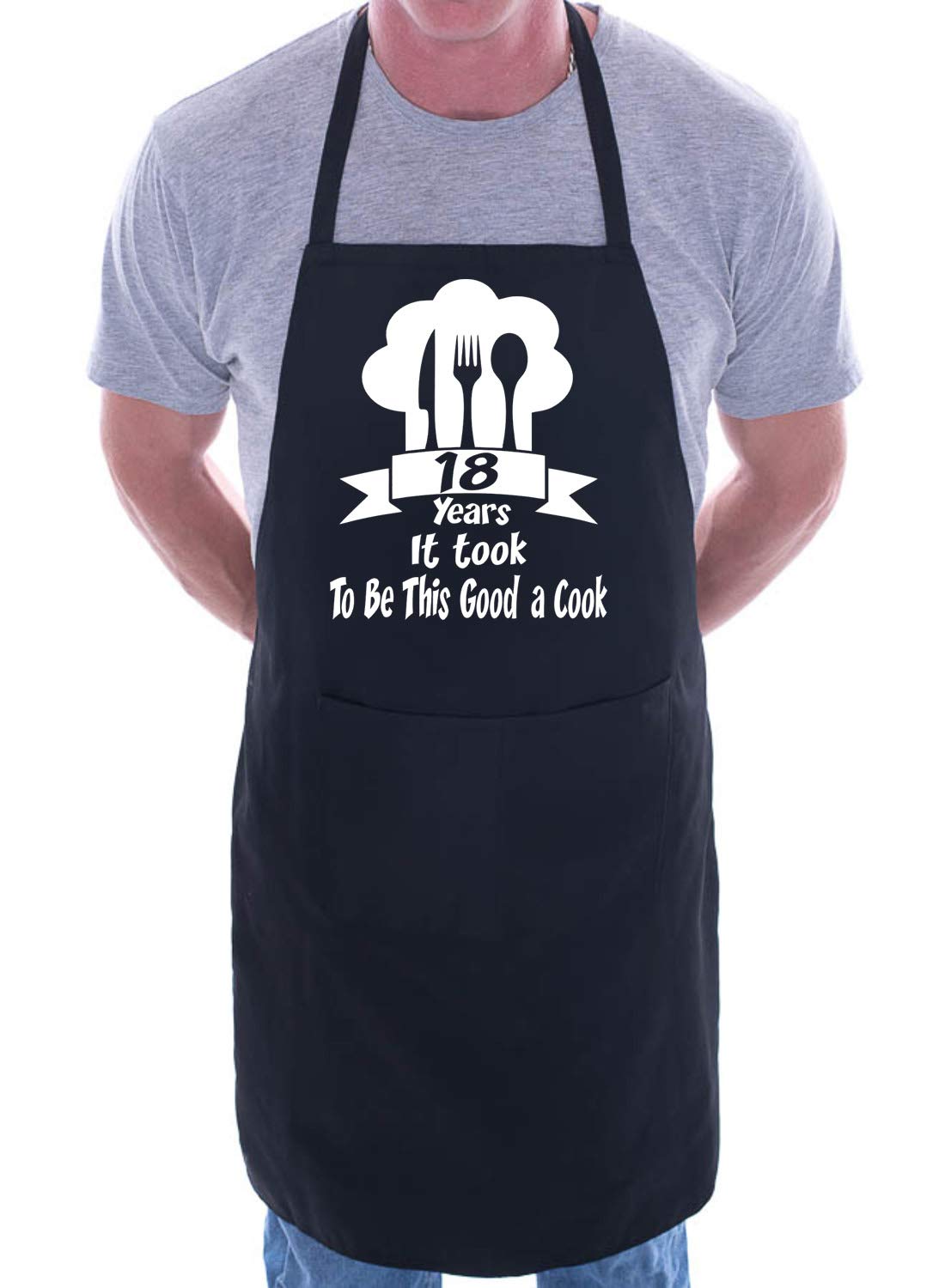 Print4u Women's Black It Took 18 Years To Be A Cook Chef Apron Cooking Novelty Baking Gag Gift Present Mens