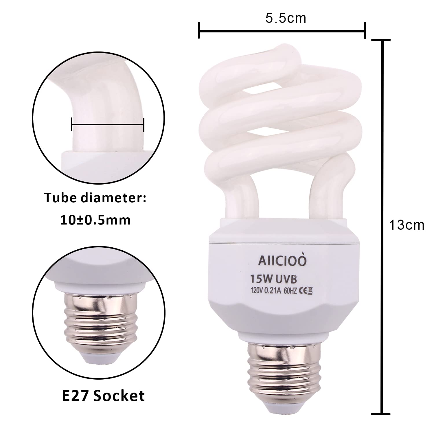 AIICIOO UVB Licht Reptilien Kit 10.0 23W - Terrarium Sonnenlicht Lampe Schildkrötenbirne für Bartagamen Eidechse Leopardgecko 1 Packung