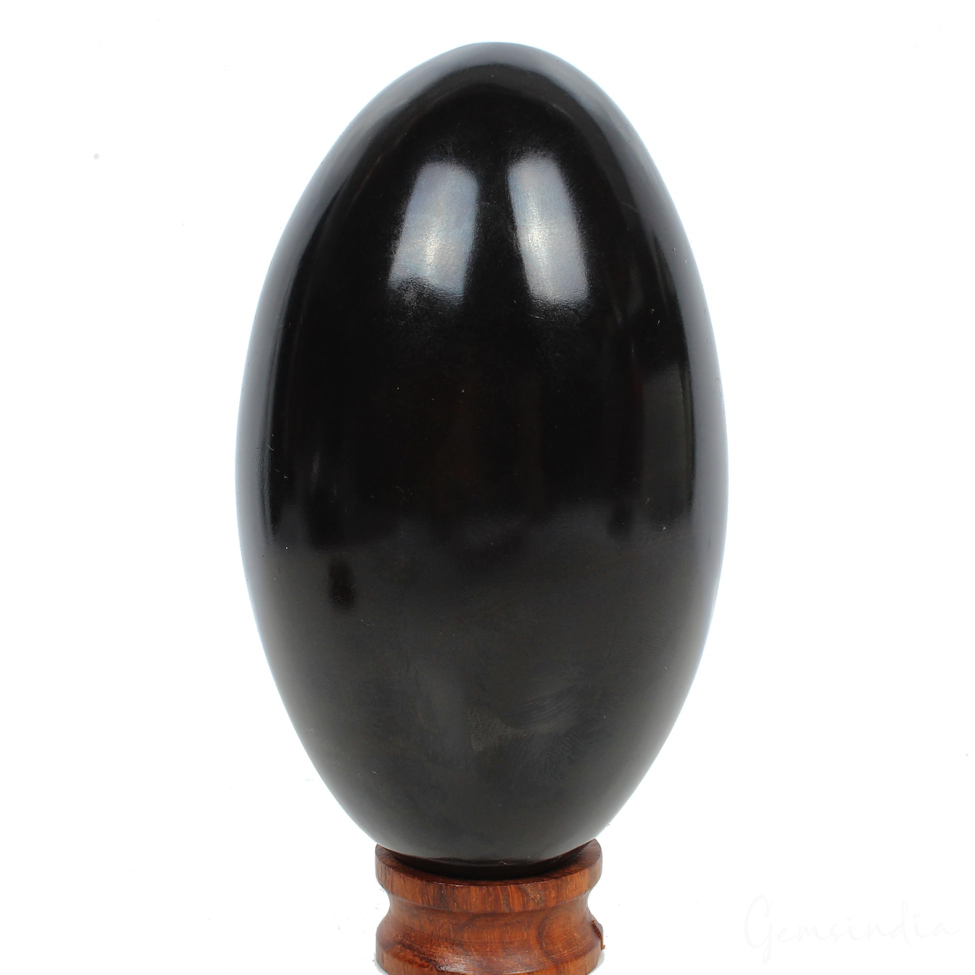 gemsindia 2200 Ct Natural Black Obsidian Healing Crystal Mineral Egg Gemstone with Stand