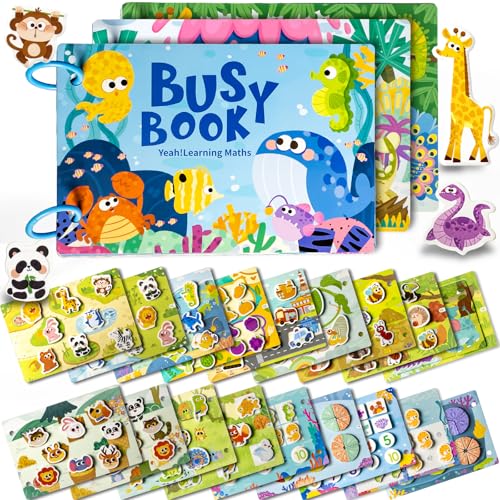 Image of 3 Pack Busy Books for Toddlers, Montessori Quiet Book, Preschool Learning Activities Educational Workbook, Sorting Matching Sticker Fixing, Gifts for Kids Age 3+ (Animal, Ocean, Dinosaur)