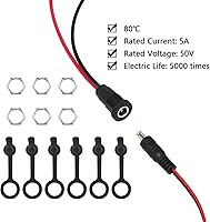 Vista 4 de 6 juegos 5,5 x 2,1 mm DC Power Jack conector hembra roscado de montaje en panel adaptador de conector de barril con tapa de cubierta OLA012