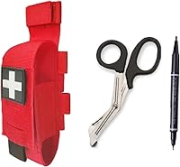 Vista 16 de Bolso Táctico para Torniquete TQ Estuche para Torniquete Cartuchera Médica para Trauma y Tijeras con Tijeras y Lápiz (Set Gris)