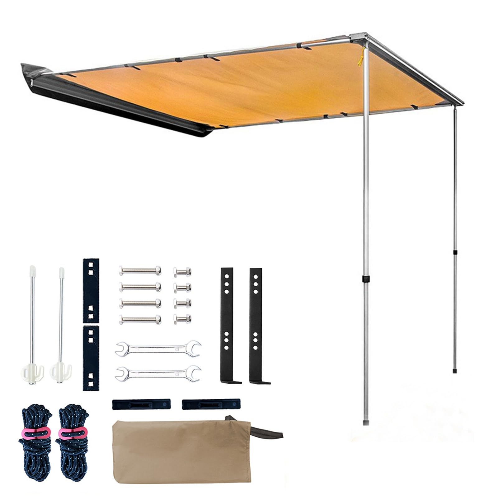 LXRHLIKG Vehicle Awning, Aluminium Rooftop Pull Out Retractable Waterproof Side Car Awning for SUV/Truck/Van(200 * 200cm/6.6 * 6.6ft)