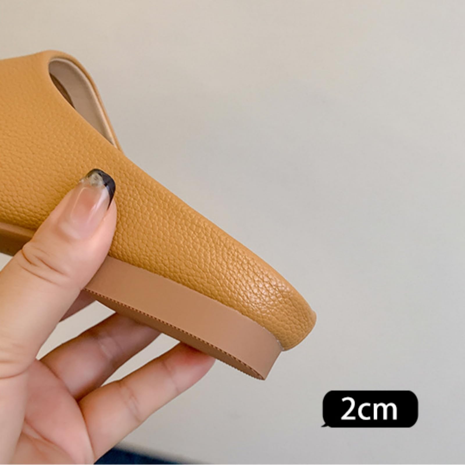 Zoccoli Sanitari Donna Scivole da Mulo Piatto Minimalista delle Donne, Morbido Scivolo Quadrato in Pelle Falsa sulle Ciabatte, Suola Gomma Resistente-brown-37