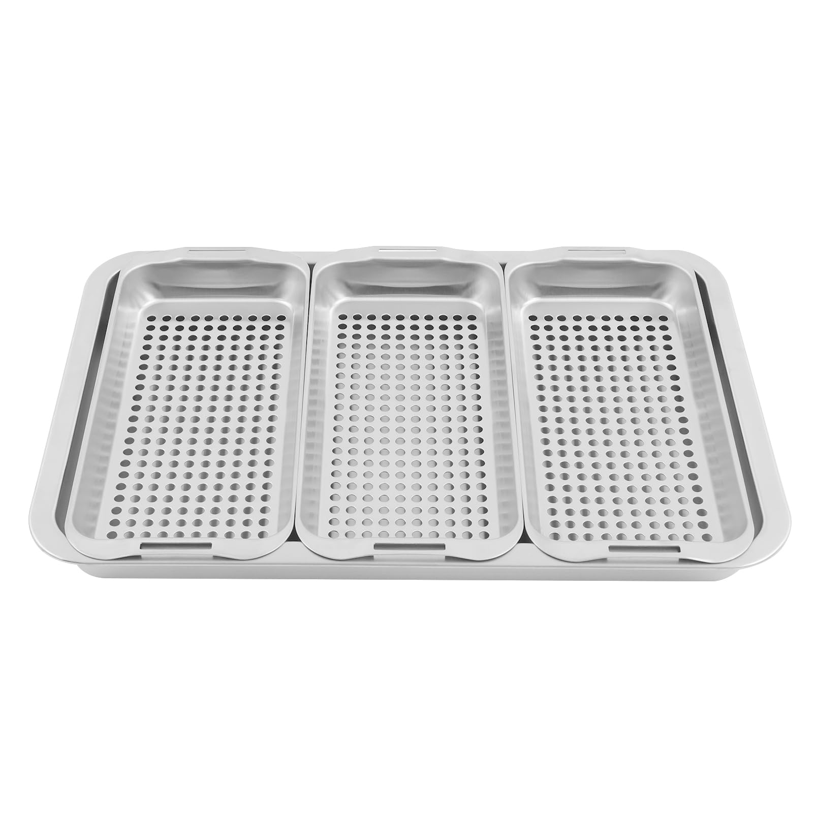 Set di 3 ciotole per barbecue, in acciaio inox, per barbecue, per esterni, accessori per verdure, pesce o carne, griglia per barbecue a gas