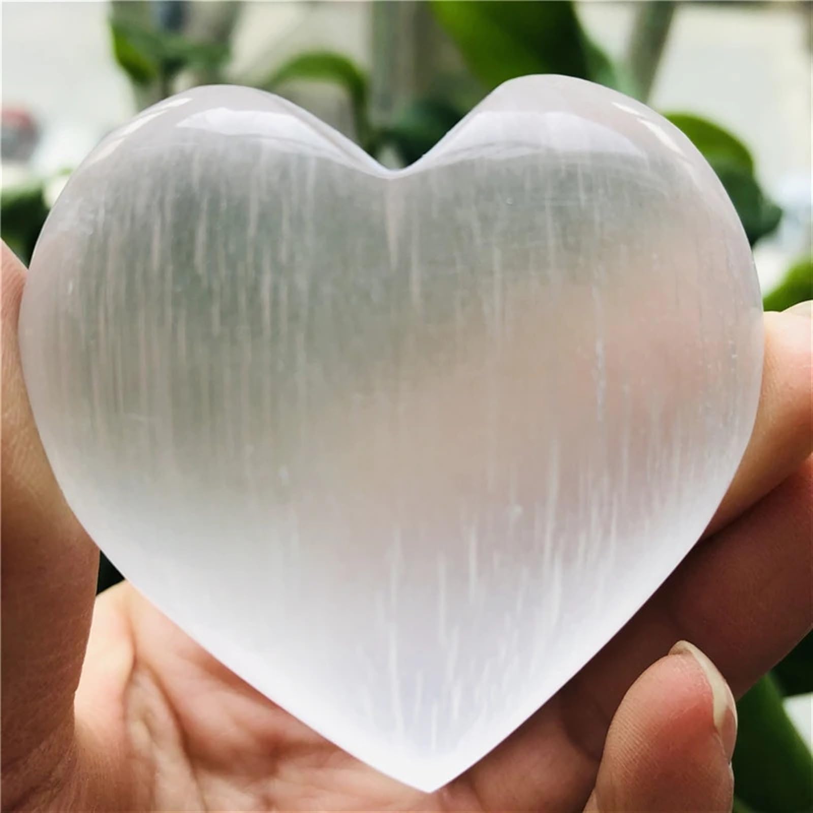 AUOQKQUT Crystal Selenite Heart Gypsum White Quartz