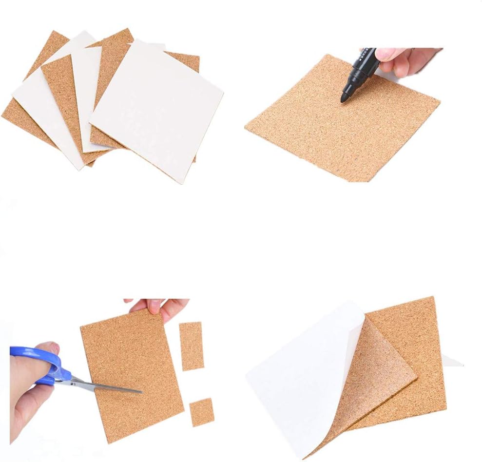 30 Pack Self-Adhesive Cork Squares 4 x 4 Inch Cork Tiles Mini Backing Sheets for Coasters and DIY Crafts
