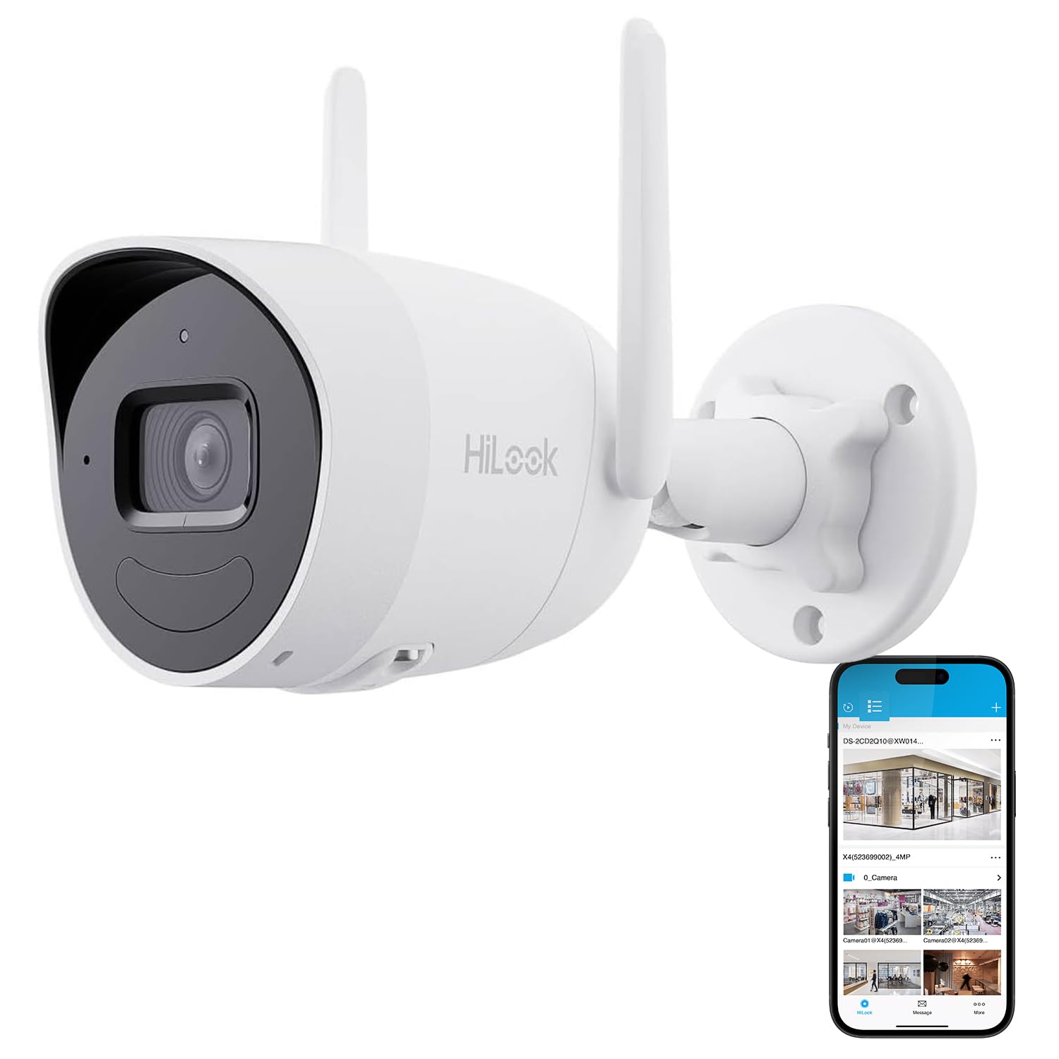 HiLook by HIKVISION Telecamera da esterno WiFi, intelligente con sensore di movimento, per esterni, rilevamento intelligente, visione notturna, comunicazione a 2 vie, slot per schede SD, 4 MP