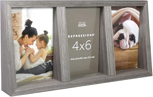 Miniatura 4 de 3 aperturas grises en ángulo de 4 pulgadas x 6 pulgadas marco de collage, Expressions de Studio Décor