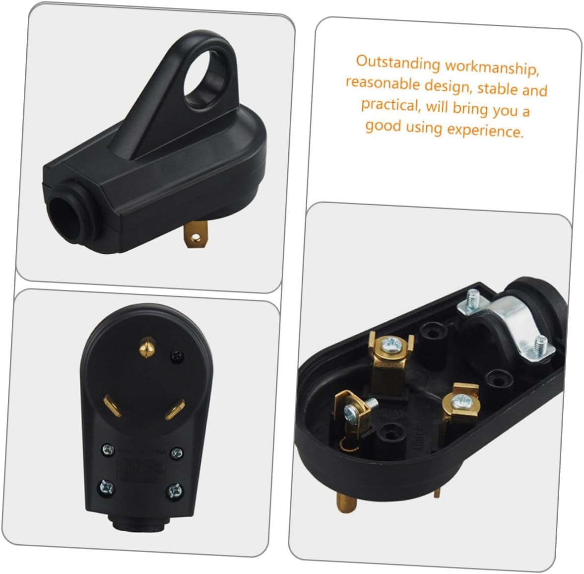 3pcs Easy Unplug Rv Plug Male Electrical Plug Adapter Replacement for Motorhome