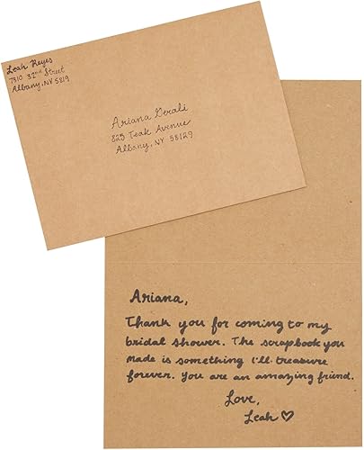 Miniatura 8 de Paquete de 50 tarjetas y sobres de papel kraft A7 en blanco, para todas las ocasiones, tarjetas de notas de 5 x 7 para invitaciones, abrir cuando